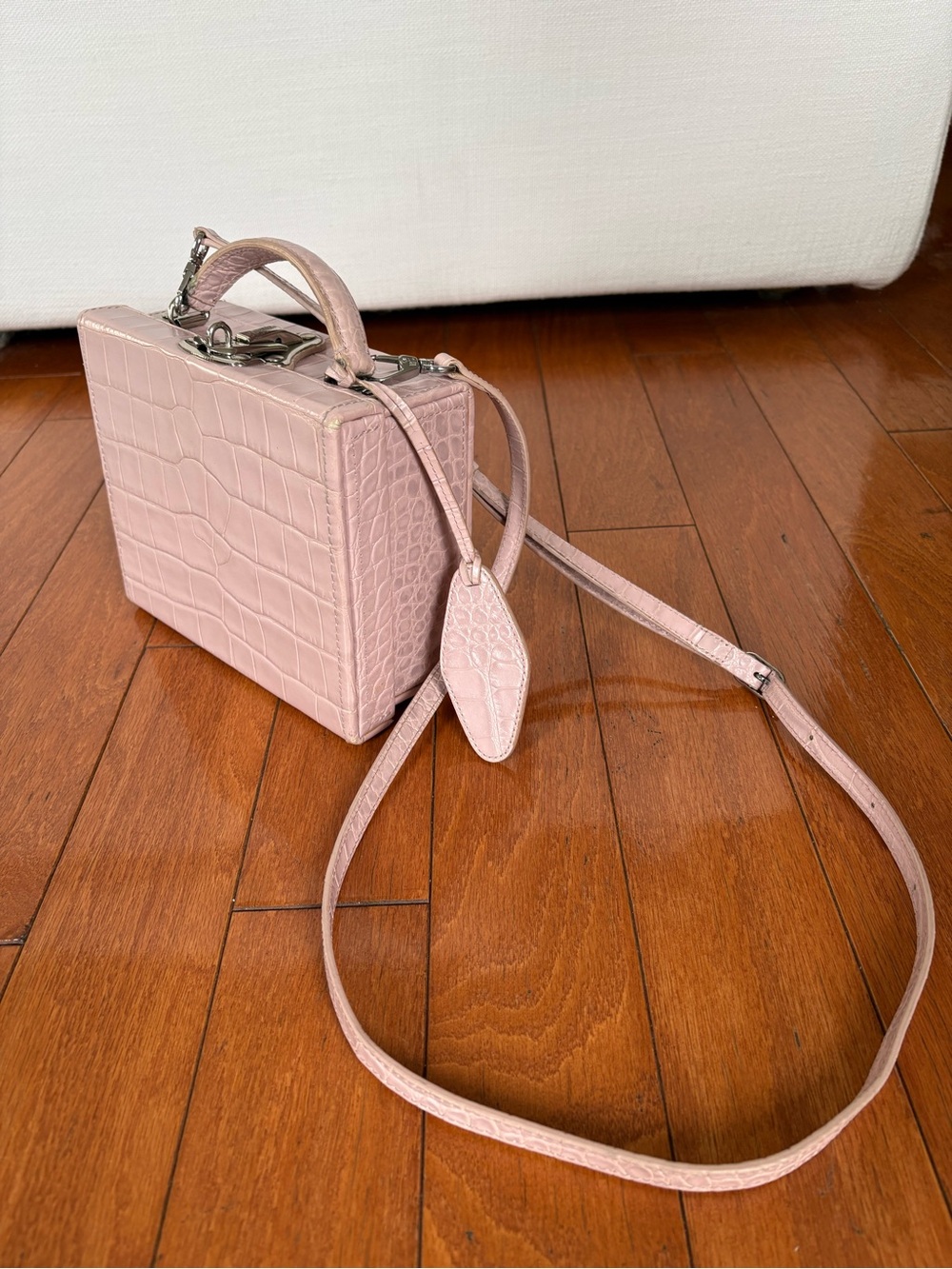 Pop & Suki Structured Croc-Embossed Top-Handle Crossbody Bag in Blush Pink